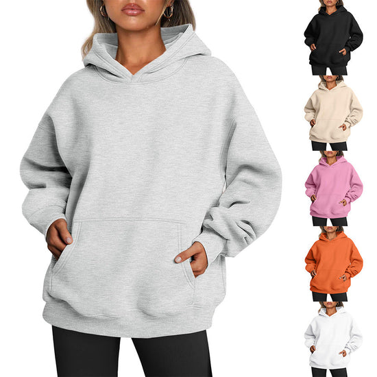 Damen Oversized Hoodie Fleece Lockerer Pullover mit Tasche Langarm Pullover Hoodies Pullover Winter-Herbst-Outfits Sportbekleidung