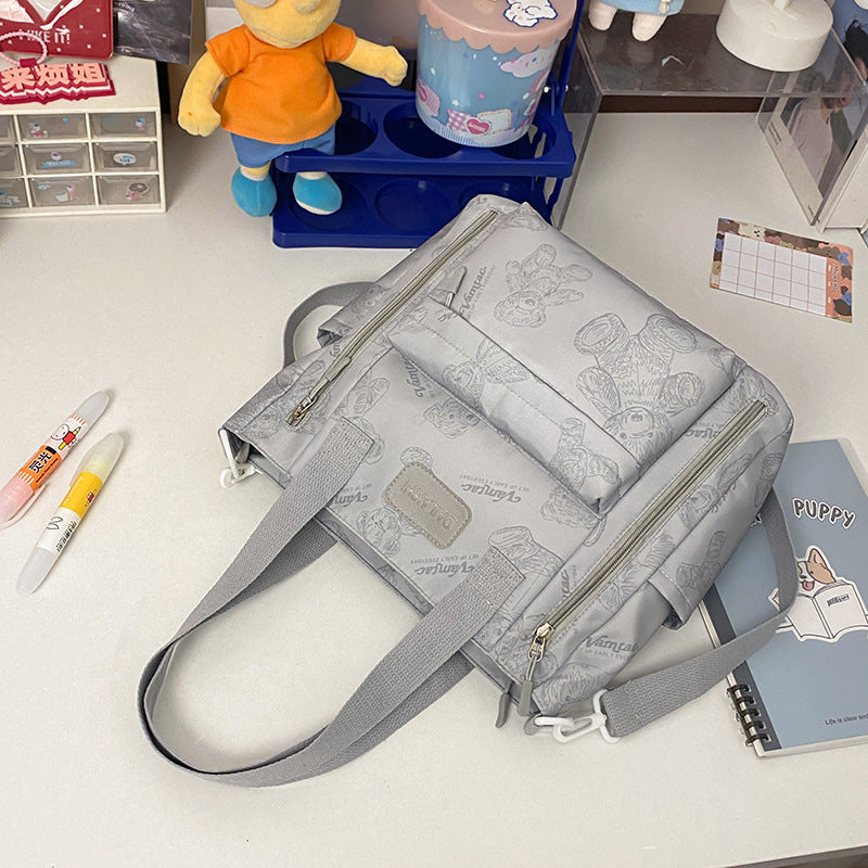 Bear Print Große Kapazität Multi-Pocket Tote Bag Umhängetasche Crossbody Leicht zum Ausgehen Handtasche