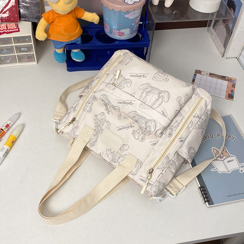 Bear Print Große Kapazität Multi-Pocket Tote Bag Umhängetasche Crossbody Leicht zum Ausgehen Handtasche