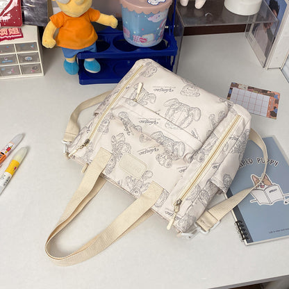 Bear Print Große Kapazität Multi-Pocket Tote Bag Umhängetasche Crossbody Leicht zum Ausgehen Handtasche